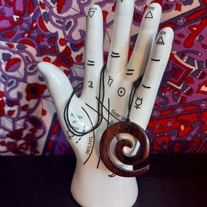 (3/$20) Boho Wood Spiral Pendant Necklace with Adjustable String